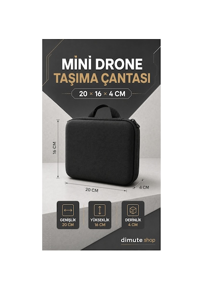 Mini Drone Taşıma Çantası Fermuarlı Koruyucu Aksesuar Saklama Çantası 20x16x4 Cm - 909611519
