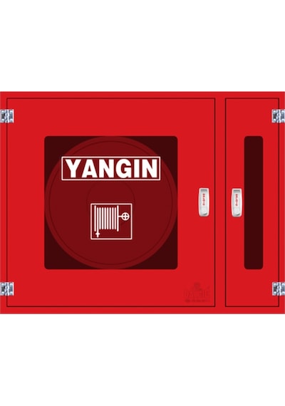 Dalgıç 1'' 30 M Kauçuk Hortumlu 1'' Vanalı Cam Kapaklı Yangın Dolabı 70 x 90 x 23