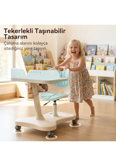 Bonny Mobil Çocuk Çalışma Sandalye Seti Mavi