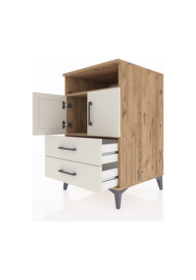 Kronos Komodin 2 Raflı 2 Çekmeceli 2 Kapaklı 60x59x96 Çam-aytaşı Atlas Çam