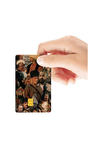 Türk Dünyası Büyükleri Temalı Parlak Kredi/banka Kart Kaplama Sticker Standart