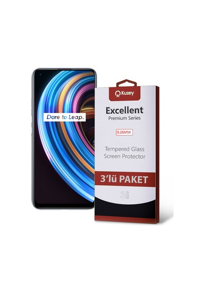 Realme X7 ile Uyumlu Kırılmaz Cam Ekran Koruyucu Ekonomik 3'lü Paket