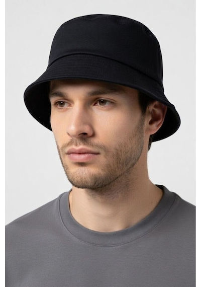 Mollycrush Unisex Siyah Bucket Şapka Pamuklu Gabardin Güneş Koruyucu Balıkçı Modeli Siyah