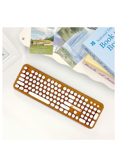 Geezer G9 Retro Mekanik Klavye 3 Modlu Bluetooth + 2.4g + Kablolu Işıklı 104 Tuş Altın