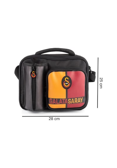 Galatasaray 2 Bölmeli Aslan Armalı Suni Deri Matara Cepli Beslenme Çantası 25554 Siyah