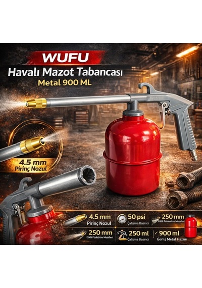 Wufu Havalı Mazot Püskürtme Tabancası Metal 1000 Ml