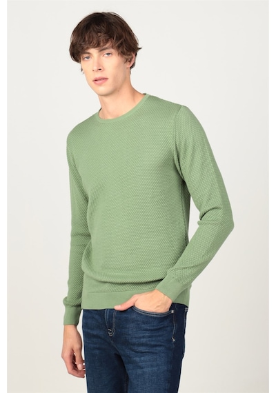 Tudors Slim Fit Dar Kesim Bisiklet Yaka Petek Desenli Erkek Kazak-1973 Yeşil Tudors Slim Fit Dar Kesim Bisiklet Yaka Petek Desenli Erkek Kazak-1973 Yeşil