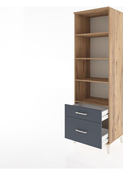 Hyperion Dolap 4 Raflı 2 Çekmeceli 60x44x195 Çam-antrasit Çam