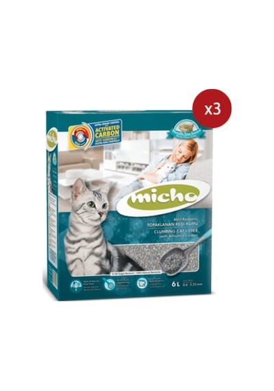 Micho Marsilya Sabun Kokulu Aktif Karbonlu İnce Topaklaşan Kedi Kumu 3 x 6 L