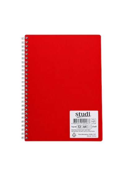 A4 Spiralli Defter 72 Yaprak, Çizgili Beyaz