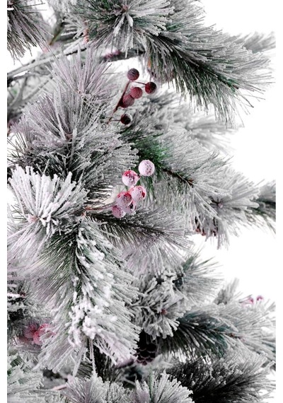 Karaca New Year Yılbaşı Karlı Kozalak ve Çiçekli Çam Ağacı 1030 Dal 210 cm