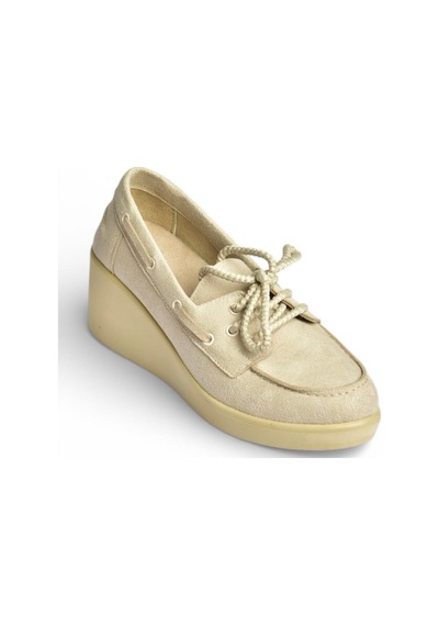 Fox Shoes Y602006402 Bej Süet Dolgu Tabanlı Kadın Ayakkabı Bej