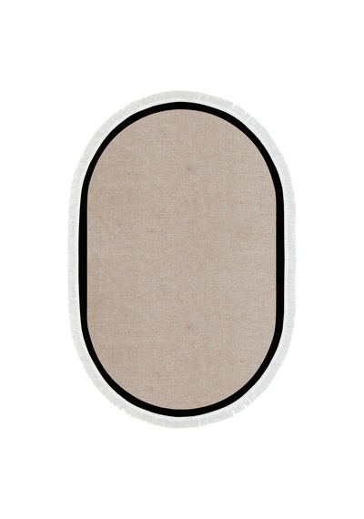 Dekoreko Kaymaz Taban Djt Banyo Mutfak Salon Halı Trend Saçaklı Oval Dokuma Desen E5001 Taupe