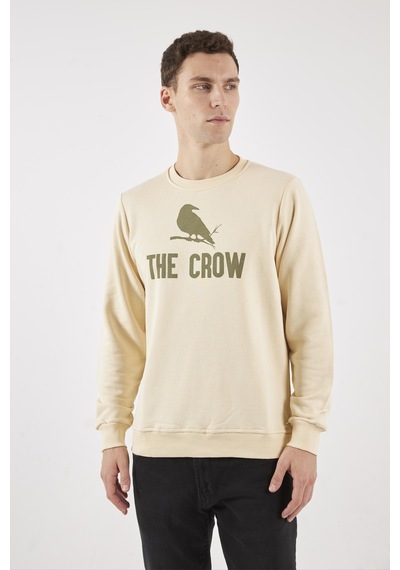The Crow Zoom Ekru O-yaka Sweatshırt Ekru