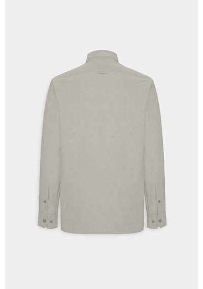 Erkek Bej Slim Fit Dar Kesim Düğmeli Yaka Pamuklu Oxford Gömlek Bej