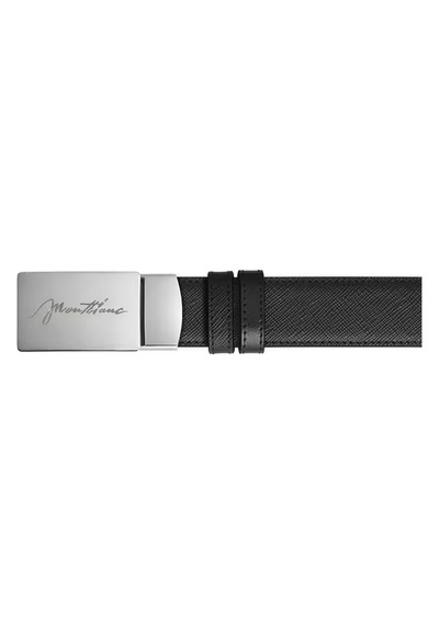 Montblanc Sartorial Deri Plaka Tokalı 30 Mm Çift Taraflı Kemer 22 Siyah