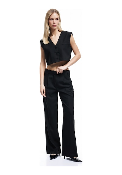 Koton Düğmeli V Yaka Kolsuz Crop Blazer Yelek Siyah 6wak20005pw Siyah
