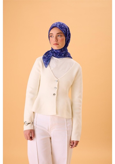 Silk Home İnce Pamuk Soft Eşarp Morcivert-lila Desenli Tok Duruşlu 90x90 Çok Renkli