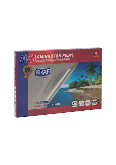 Kraf Laminasyon Filmi Parlak A4 75 Mikron 100'lü
