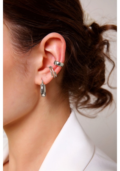 Gold Sarmal Earcuff Set Gümüş