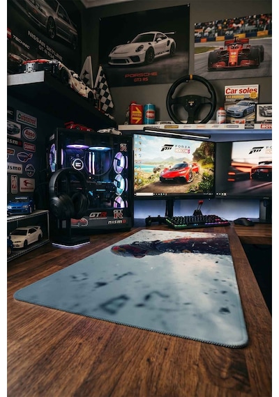 Red Bull Yarış Pilotu 40x90 Cm Oyuncu Mousepad Kaymaz Taban Büyük Boy Siyah