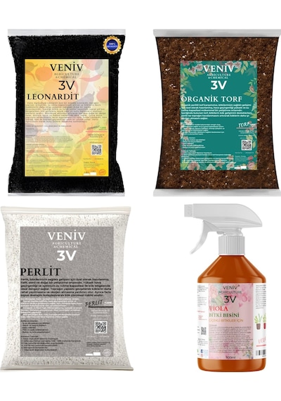 3v Bitki Bakım Yetiştirme Seti-torf 2l -leonardit 2l -perlit 2l - Viola Çiçeklendirici 500 Ml 4