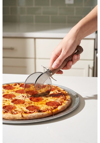 Acar 10175 Elitecraft Paslanmaz Çelik Pizza Kesici - 22 Cm Gümüş