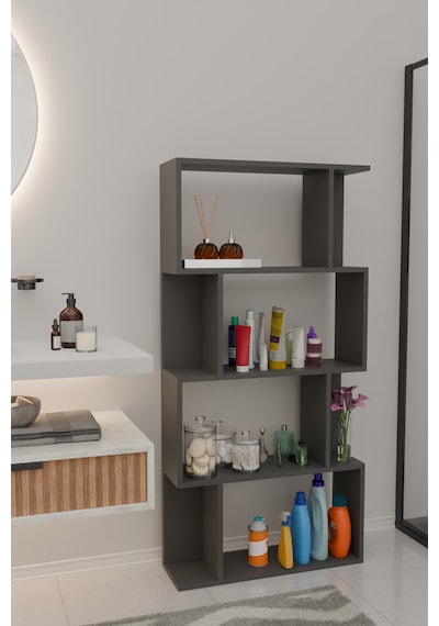 Scala 4 Raflı Banyo Dolabı Banyo Rafı Çok Amaçlı Dolap-antrasit Antrasit