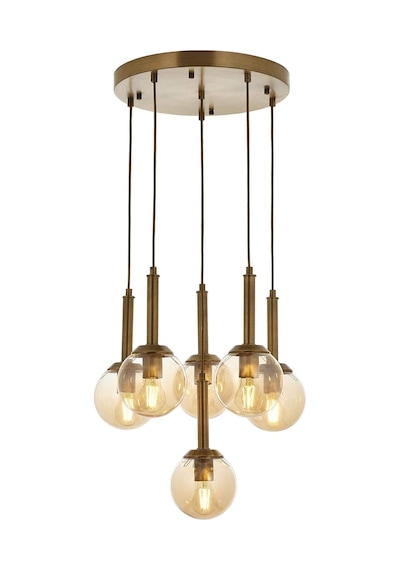 Av-60216-6et Eskitme Kaplama Modern Avize, E27, Metal, Cam, 50cm Genel