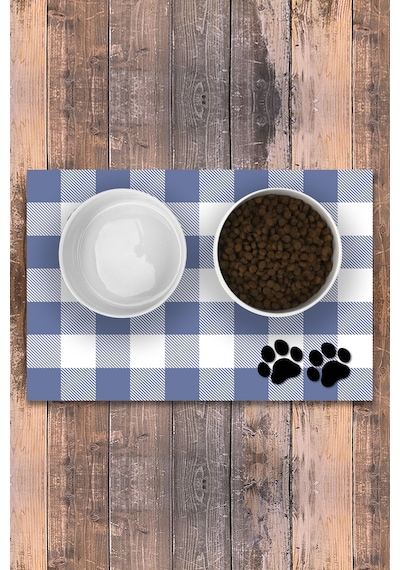 Evaşk Vinil Kaymaz Tabanlı Keçe Baskılı Evcil Hayvan Pet Mama  Paspası 25x40 Renk MAVİ PM3825MAVİ