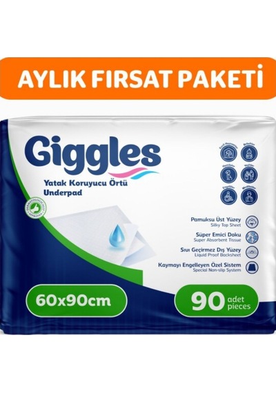 Giggles 60x90 Yatak Koruyucu Örtü 3 Paket 90 Adet