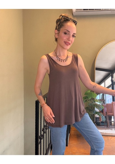 Ali Butik Kahve Kalın Askılı Viskon Atlet