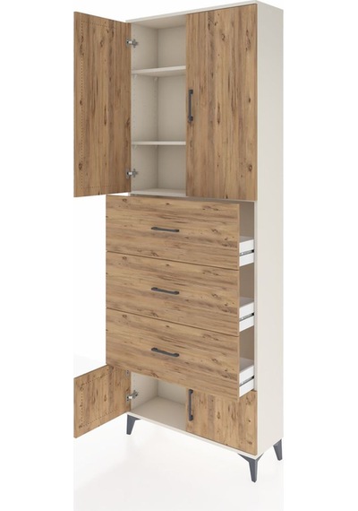 Arges Dolap 3 Raflı 3 Çekmeceli 4 Kapaklı 88x30x243 Aytaşı-çam Aytaşı