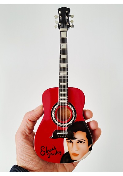 El Yapımı 1/4 Ölçek Minyatür Elektro Akustik Gitar Elvis