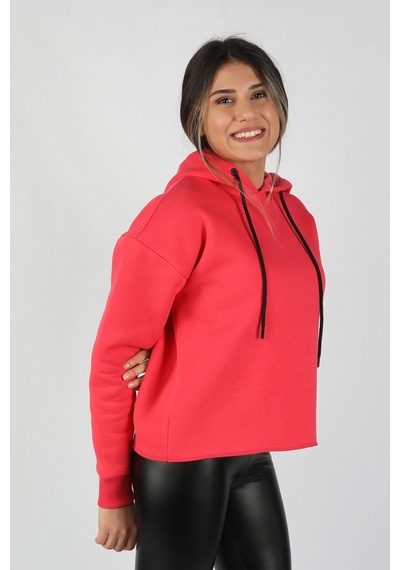 Kadın Kapüşonlu Sweatshirt Nar Çok Renkli