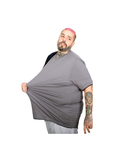 Mode Xl Büyük Beden Erkek Parçalı Md08 T-shirt U22134 Fume Füme