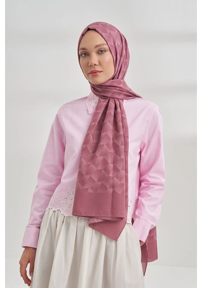 Armanda Cotton Monogram Geometrik Desen Şal 3120 Gül Kurusu