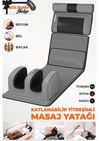 Rlx20-2 Katlanabilir Elektrikli Tam Vücut Isıtmalı Masaj Yatağı Boyun Masaj Cihazı Ayak Masaj Cihazı Gri