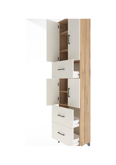 Arges Dolap 5 Raflı 3 Çekmeceli 4 Kapaklı 60x30x243 Çam-aytaşı Çam