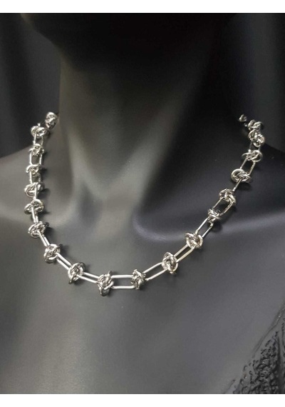 Vog Vip Çelik Xuping Punk Rock Dikenli Düğüm Unisex Hip Hop Kısa Yaka Boyun Zinciri Choker Beyaz