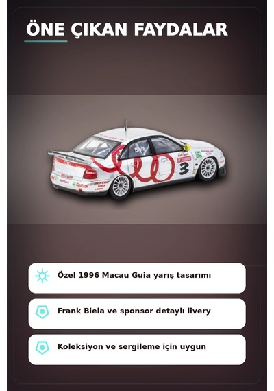 Frank Biela 1996 Macau Galibi 1/64 Diecast Model Araba - Audi A4 Quattro Bx-313338