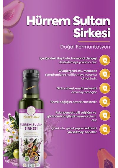 Hürrem Sultan Sirkesi Doğal Fermantasyon Hurrem Sultan Vinegar 500 Ml