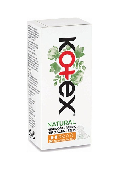 Kotex Natural İnce Günlük Ped 32'li - 8 Adet Tarı