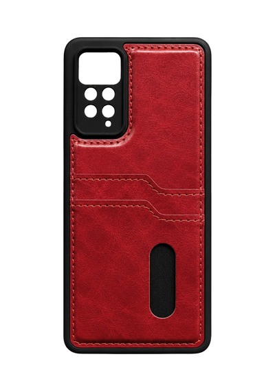 Xiaomi Redmi Note 12 Pro 4g Kılıf Sara Kartvizitli Deri Kılıf - Kırmızı