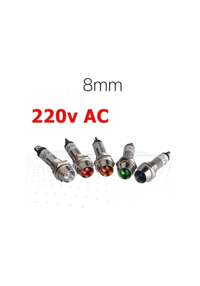 Ic-225 220V Ac 8Mm Sinyal Lambası Metal Led Lamba 1 Adet-Kırmızı