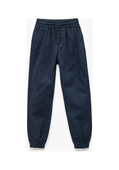Koton Erkek Çocuk Beli Bağcıklı Cep Detaylı Pamuklu Gabardin Jogger Pantolon Lacivert