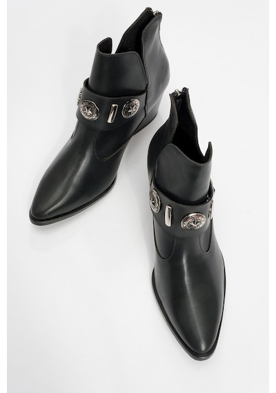 Luvishoes Luvi Shoes Kenda Siyah Cilt Arkadan Fermuarlı Tokalı Kadın Kalın Topuklu Bot Sıyah Cılt Luvishoes Luvi Shoes Kenda Siyah Cilt Arkadan Fermuarlı Tokalı Kadın Kalın Topuklu Bot Sıyah Cılt