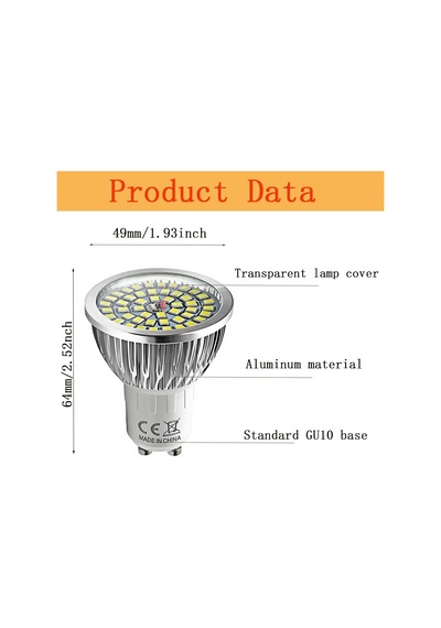 Tr 12 Adet Super Bright Gu10 Led 6 W Spot Led Lamba, Soğuk Beyaz 6000 K, 60 W, 550 Lm, Ac 85 265 V Diğer