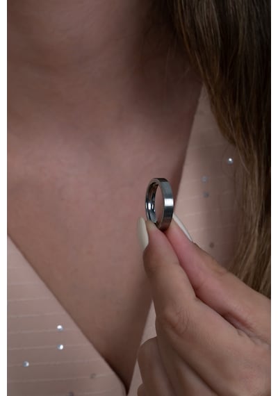 4mm Mat Düz Model Unisex Kadın Erkek Çelik Alyans Yüzük Cl35 Beyaz