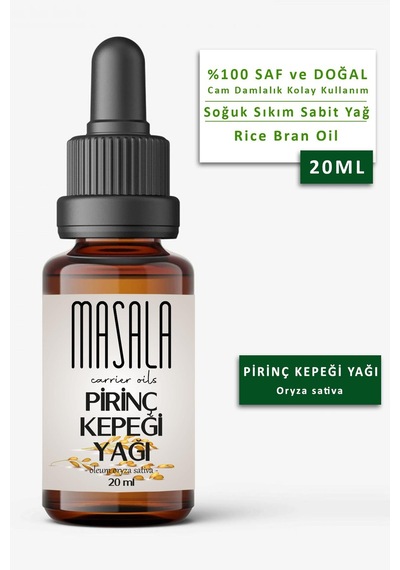 Masala Pirinç Kepeği Yağı 20 ML Soğuk Pres (Ricebran Carrier Oil)